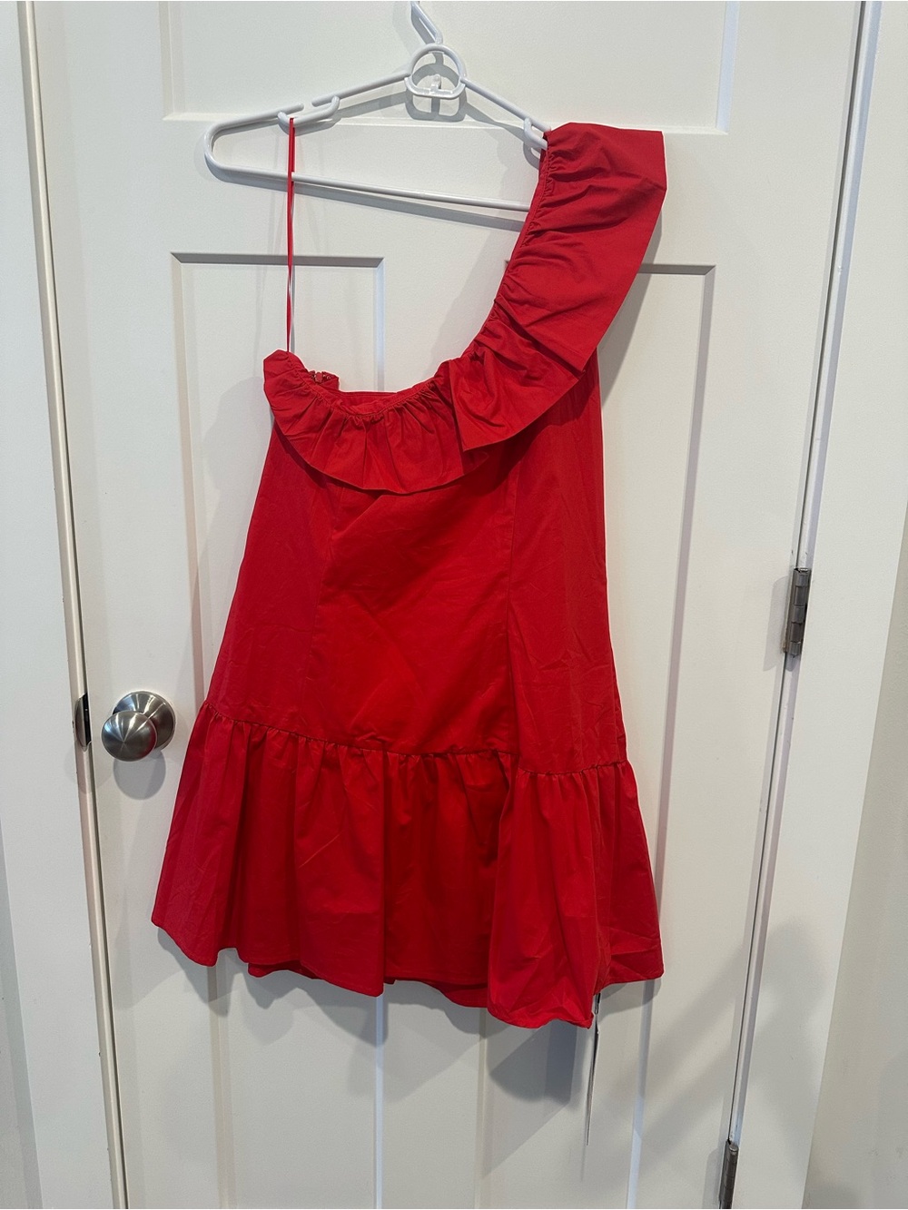 Astr One-Shoulder Ruffle Mini Dress in Red - Picture 4 of 4